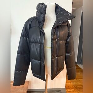 Abercrombie & Fitch Vegan Leather Short Puffer Jacket